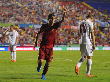 Silva celebra su gol ante Macedonia