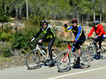 Ciclistas entrenando en grupo