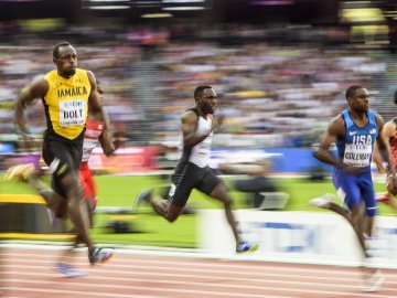 Usain Bolt en los Mundiales de Atletismo de Londres